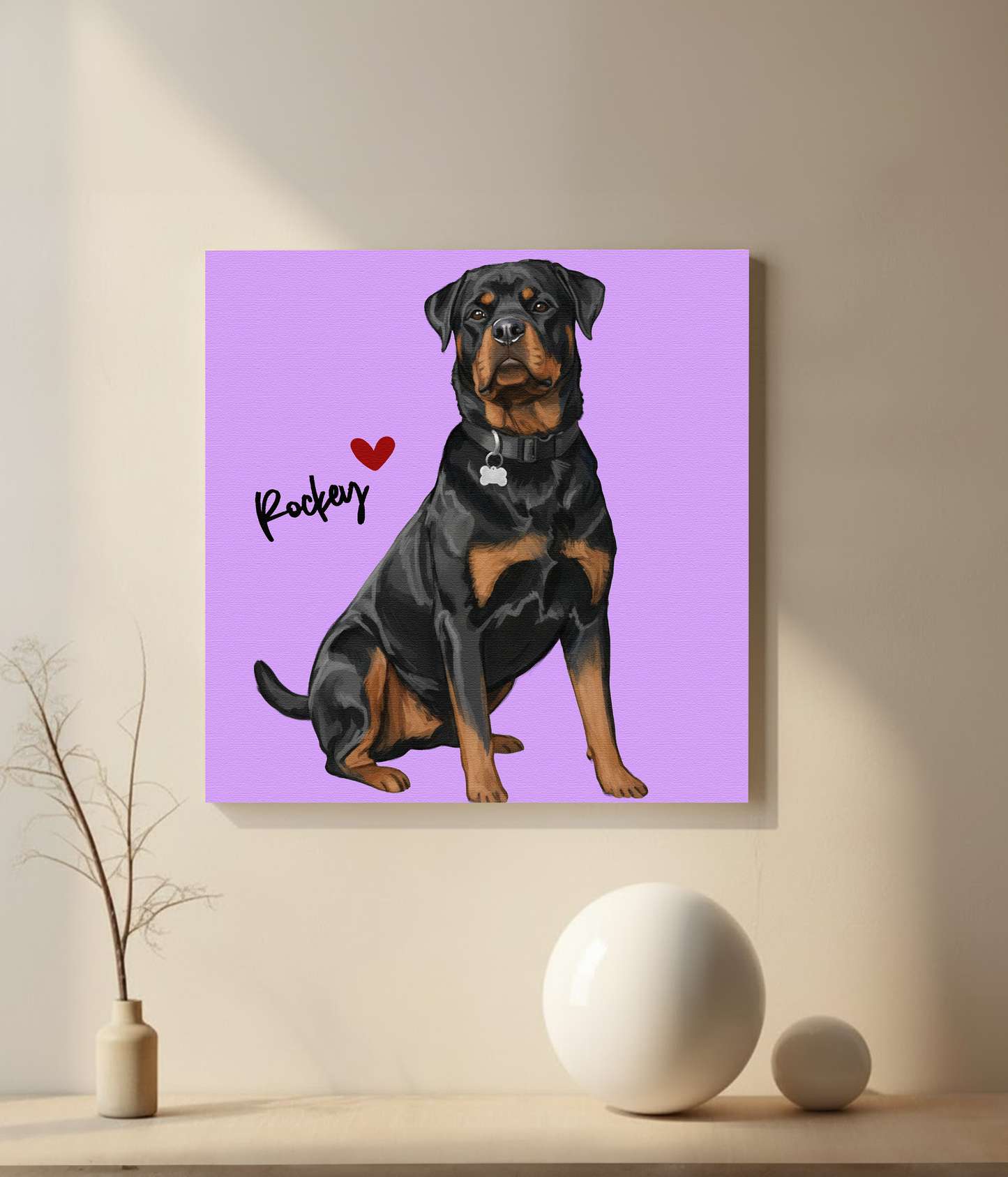 Custom Pet Portrait  - Canvas (Solid Background)